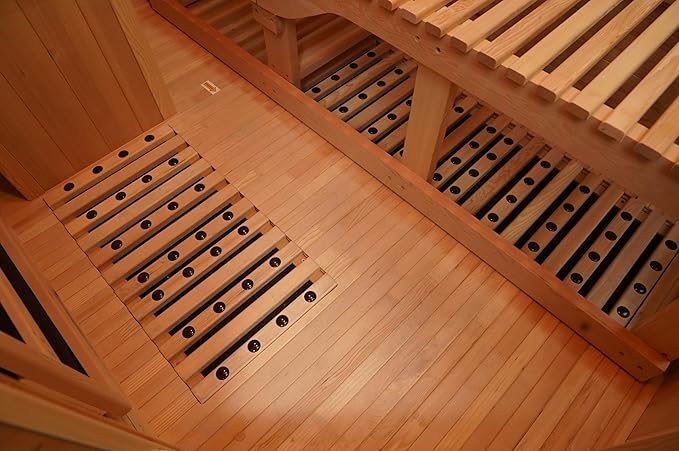 Corner Sauna 1 Person, Infrared Wooden Sauna, Luxurious Canadian Hemlock Home Saunas, 2300 W 8 Heating Element, Low EMF Full Size Indoor Spa(Right Recliner)