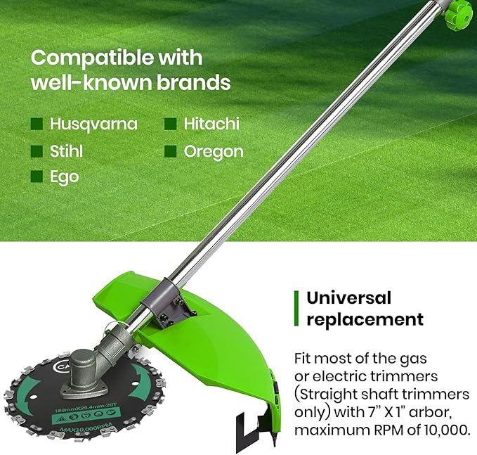 (2-Set) 7" x 20T Chainsaw Tooth Brush Blades – 2 Blades, 3 Assorted Round Files (5/32’’, 3/16'', 11/64'') and 4 Washers | for Cutter, Trimmer, Weed Eater | Made from Carbon Steel, Cuts Like Butter