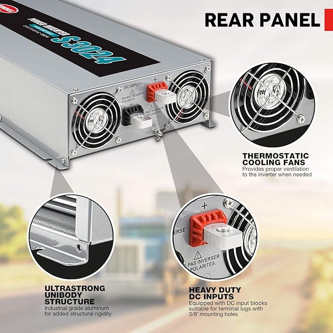 Tundra S Series - DC/AC Truck Power Inverter - Pure Sine Wave 3000W / 24V DC to 120V AC - S3000