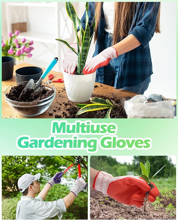 Irenare Gardening Gloves Bulk for Women Ladies Breathable Rubber Coated Garden Glove for Yard Outdoor Work with Grip