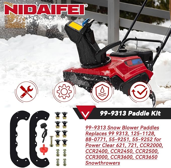 99-9313 Snow Blower Paddles Replaces 125-1128 88-0771 55-9250 55-9251 55-9252 73-046 780-180 for Toro 210R 621 720E 721E 721r CCR2000 CCR2400 CCR2400E CCR2450 CCR2500 CCR3650 Snowthrower