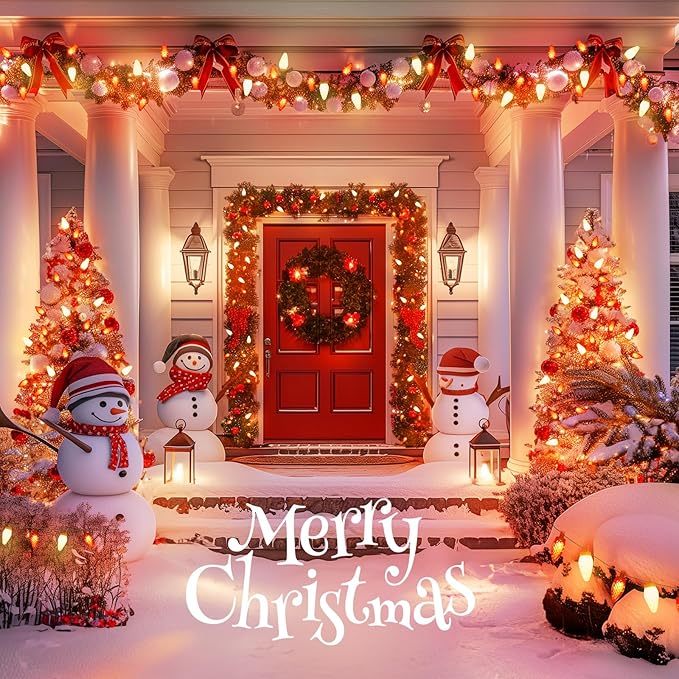 Brightown Red and Warm White C9 LED Christmas String Lights, 33ft 50 LED Waterproof Strawberry String Lights, Plug-in Extendable Green Wire Lights String for Outdoor Indoor Patio Party Decoration