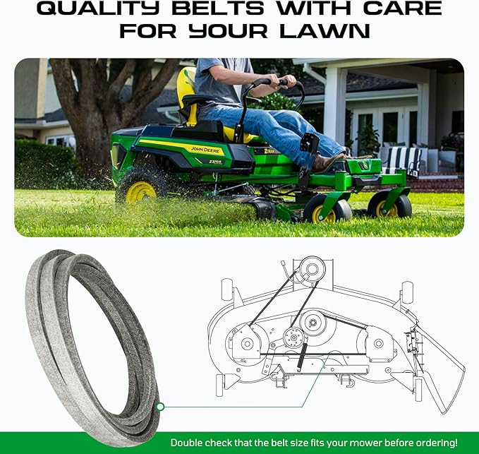 Lawn Mower Deck/Drive Belt 1/2" x 90" fit for John Deere M82718, AYP/Husqvarna/Craftsman 125907 125907X 532125907 105732X, Simplicity 1666698SM 1716854SM1666698, MTD 754-04122 954-04122