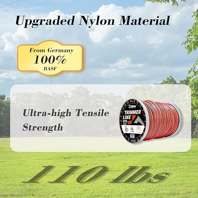 Cluparis 155 Sawtooth Trimmer line Heavy Duty for Push String Trimmer 5-Pound, 0.155" Nylon Weed Eater String .155-inch-by-515-ft Commercial String Trimmer Line in Spool with Line Cutter