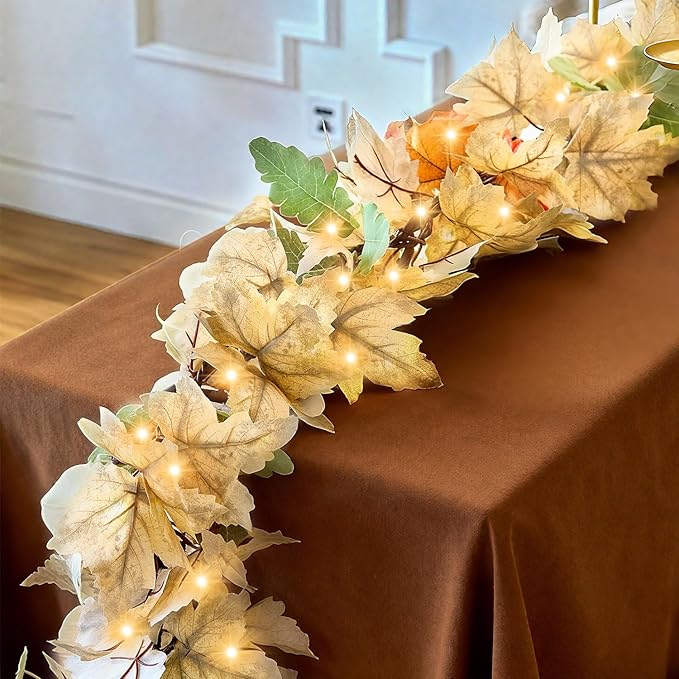 Fall Decorations for Home 9FT Plug in Fall Lights with 50 Warm Incandescent Bulbs UL Certified Connectable Lighted Thanksgiving Garland for Indoor Outdoor Autumn Halloween Harvest Decorations