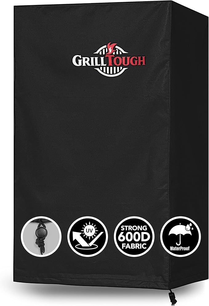 Heavy Duty Smoker Cover for Outdoor Griddle, 30 Inch – Waterproof, Weather Resistant, UV & Fade Resistant with Adjustable Straps – BBQ Cover for Flat Grill, Black
