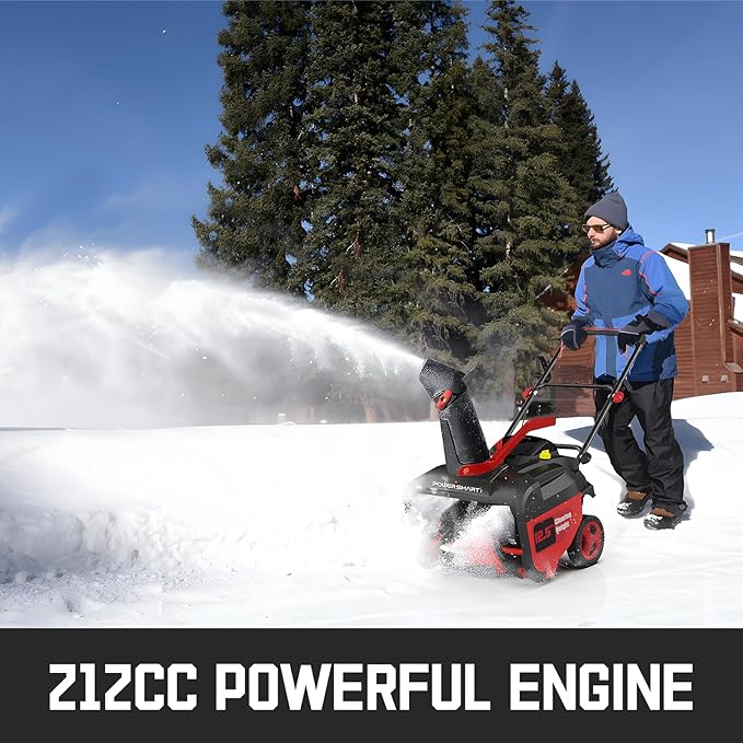 PowerSmart 21-Inch Single-Stage Gas Snow Blower with 212cc 4-Cycle Engine Recoil Start