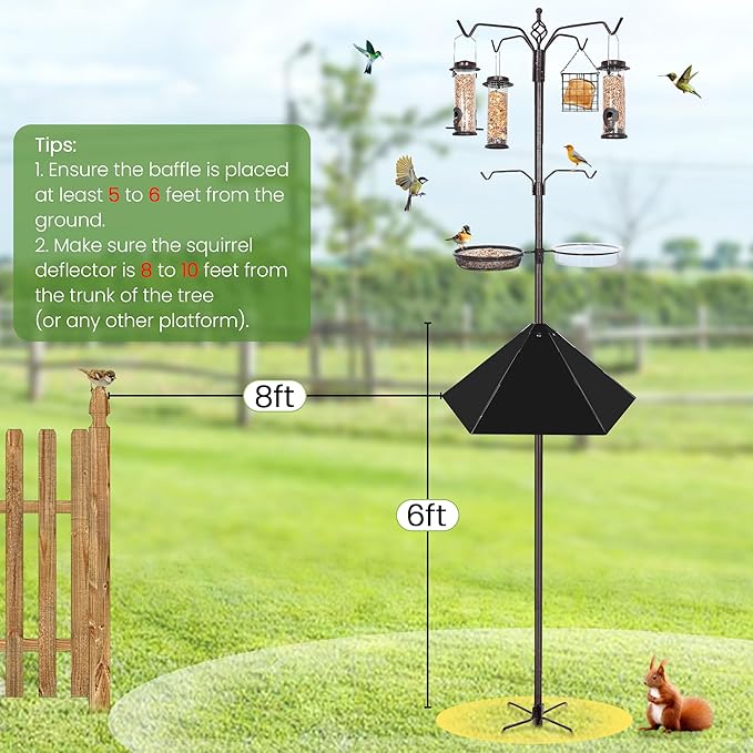 Widened 19" Metal Squirrel Baffle for Bird Feeder Poles - Outside Baffle Guard, Weatherproof Outdoor Squirrel Proof Protector with Matte Black Finish (1 Pack)