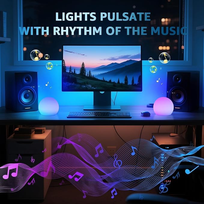 FUYO Floating Pool Lights, IP66 Water-Resistant LED Ball Mood Lamp with APP & Remote, Color-Changing Smart Night Light for Pool, Garden, Patio, Party, Indoor/Outdoor Decor (8-inch)