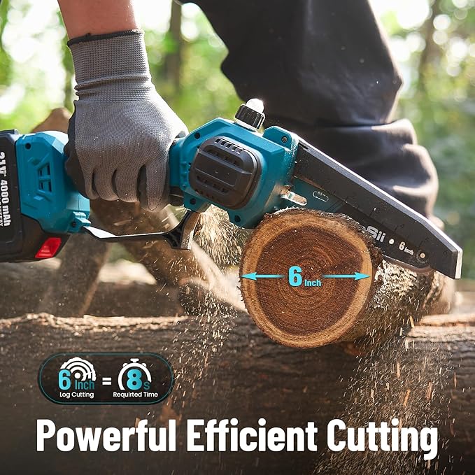 SEESII 2-in-1 Electric Pole Saws: 2-in-1 Brushless Mini Chainsaw Cordless 6 Inch, 2 x 4000mAh Batteries Limb Saw for Tree Trimming, Chain Saw with Extension Pole for Branch Cutter,P6 Ace