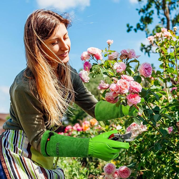 Long Gardening-Gloves Women/Men-Thorn proof Rose Pruning Heavy Duty Gauntlet-XL