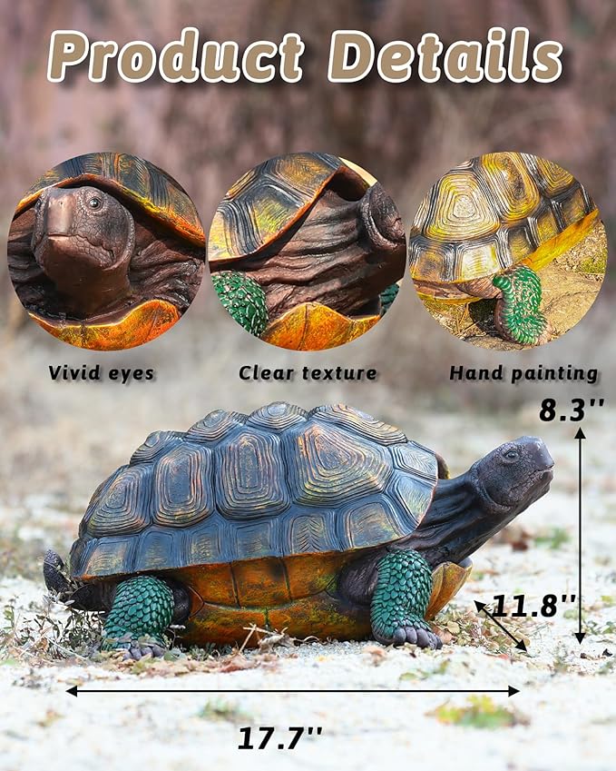 Turtle Statue,Resin Garden Sculpture Indoor/Outdoor Yard Lawn Ornament,Home Decor (Extra Large)