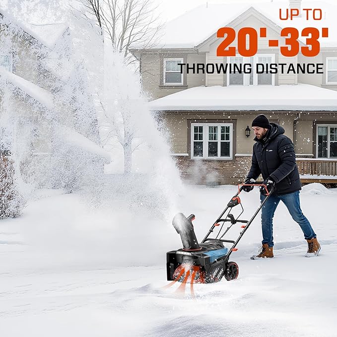 SENIX 40V 18'' Cordless Snow Blower - 33' Max Throwing Distance, 1500W Brushless Motor, Variable Speed Steel Auger, LED Lights, with 2×5.0Ah Batteries & Charger, Clearing Snow 460lbs/min (STX2-M)