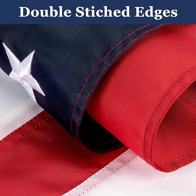 American Flags for Outside 2.5x4 Ft; American Flags 2.5x4 Outdoor Heavy Duty. Durable 250D Polyester US flags with Premium Embroidered Stars, Sewn Stripes, Brass Grommets, and Vibrant Colors.