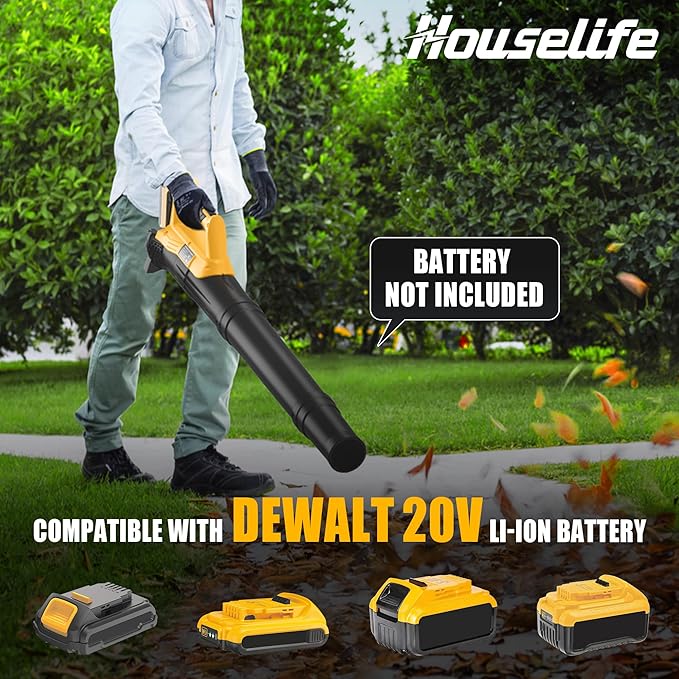 Ultra Lightweight Cordless Leaf Blower Compatible with Dewalt 20V MAX XR Battery (No Battery) - 400 CFM/130 MPH Electric Leaf Blowers for Deck, Patio, Driveway,Yard,Garage Cleaning (Tool Only)