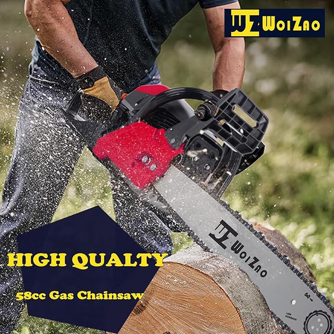Gas Chainsaw 58CC with Quick-Switch Dual Bars (18/20 Inch),Gas Powered Chain saw 2 Stroke Handed Petrol Gasoline for Cutting Wood Outdoor Garden Farm Home