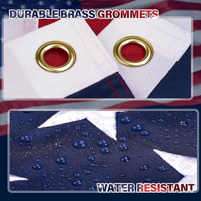 XIFAN Premium American Flag 5x8 Outdoor, Heavy Duty 420D Tough Polyester, Long Lasting US Flags for High Wind Outside with Embroidered Stars, Sewn Stripes, 3 Brass Grommets