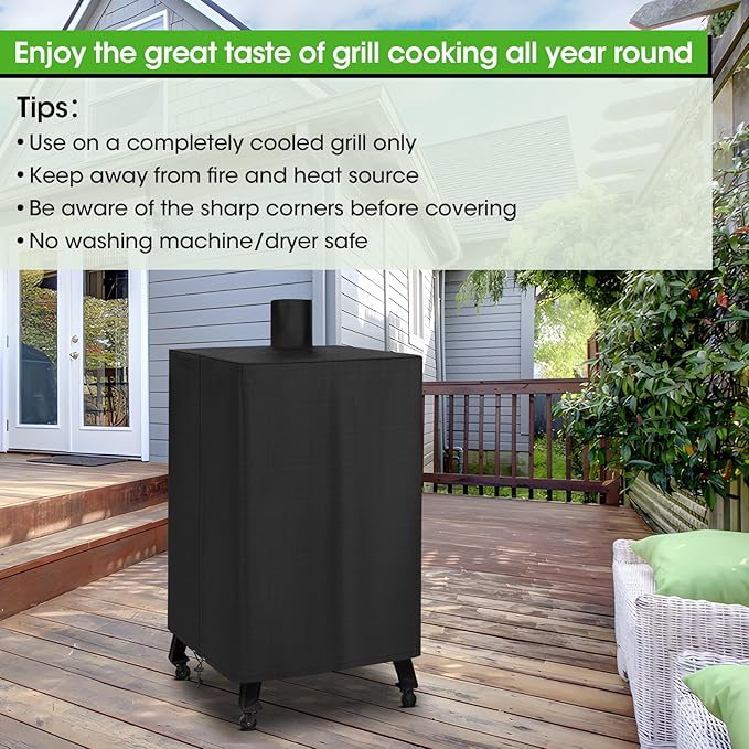 Vertical Smoker Cover Compatible with Pit Boss 4, 5, 7 Series, Waterproof Wood Pellet Grill Cover for Outside, Compared to Pit Boss 73550