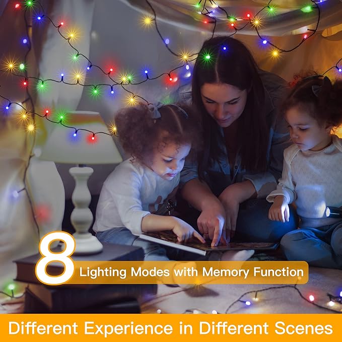 Ollny Christmas Lights 400LED 132FT, Plug-in Outside Tree Lights with Timer and 8 Modes, Remote Control Waterproof Dimmable Outdoor String Lights for House Yard Patio Xmas Decorations (Multicolored)