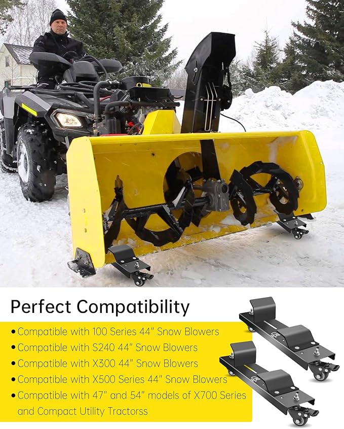 Snowblower Storage Dollies Fit for 44", 47", and 54" Snow Blower, Portable Snow Blower Rack with 360° Rotating Caster Wheels (2PCS)