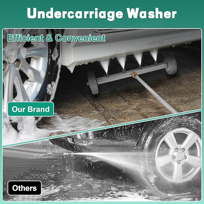 16 Inch Pressure Washer Undercarriage Cleaner, Under Car Washer, Undercarriage Sprayer for Pressure Washer with 2 Pcs Extension Wand, Universal 1/4" Connector, 4000 PSI