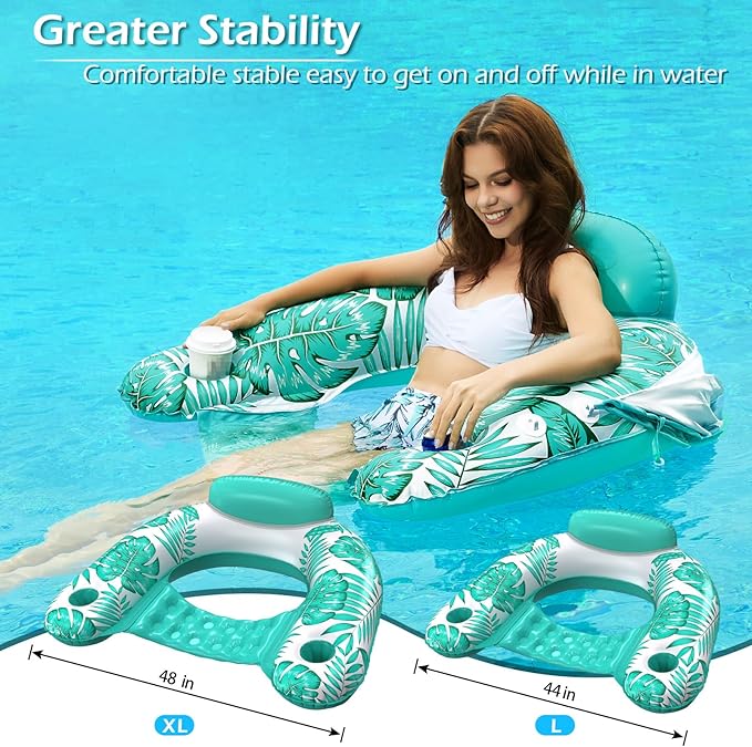 Jasonwell Pool Float with Canopy - Inflatable Pool Floaties Adult Floating Pool Chair Lounge Floats for Swimming Pool Water Chair Pool Lounger with Cup Holders Pool Toy Party Floaty for Adults
