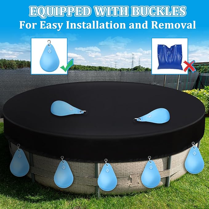 Hungdao 12 Pack Pool Cover Weights with Hooks Above Ground Hanging Water Bags Leakproof Thick PVC Swimming Pool Cover Tarp Weights Winter Antifreezing for Above Ground Closing Kit, 13.5 x 9 Inch