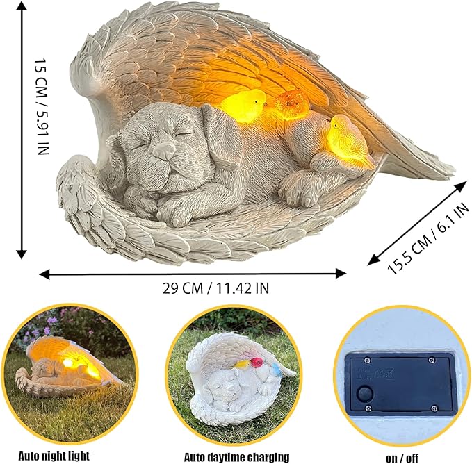 COWOS Dog Memorial Sculpture, Dog with Angel Wings Garden Statue, Pet Tribute for Indoor Decoration or Outdoor Backyard Garden, Home Decor for Pet Owners