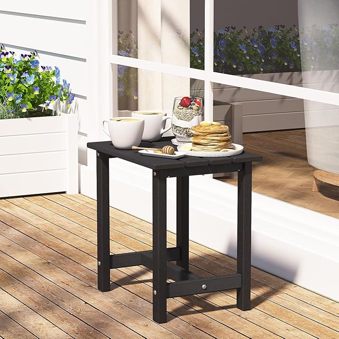 OTSUN Outdoor Side Table, End Table for Adirondack Chair, 18" Patio Table for Porch, Yard, Weather Resistant, Black