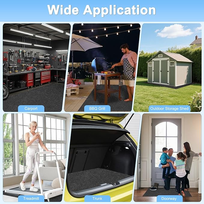 Outdoor Storage Shed Mat, 18 x 2.6 FT Garage Floor Mats with Reusable, Washable, Non Slip, Durable for Protects Garage Floors/Driveways/Entrance Doors/Deck [Gray]