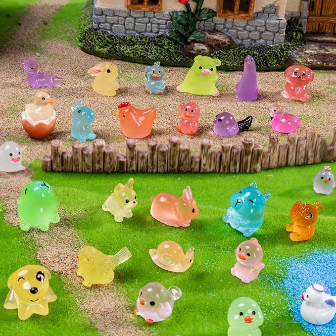72 Styles Mini Resin Animals 72pcs Variety Tiny Animals Figures Miniature Little Small Figurines Bulk for Micro Fairy Garden Landscape Accessories Hide Decor Aquarium