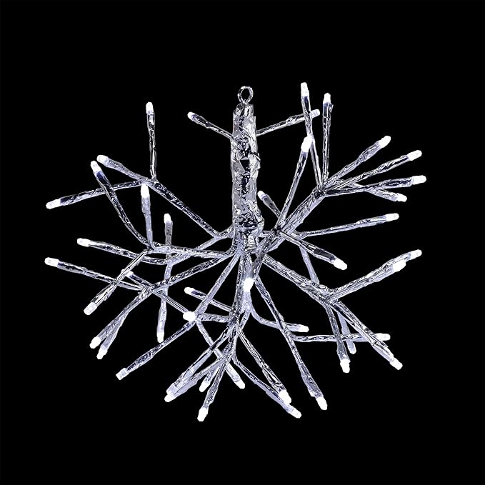 Alpine Corporation | 10"H Indoor Christmas Snowflake Ornament with White LED Lights — Elegant Glowing Silver Holiday Décor for Tabletops & Mantels
