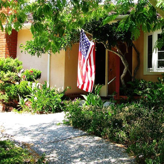 American Flag 5x8 FT Embroidered Stars, Sewn Stripes, Brass Grommets Polyester USA US Flag Long Lasting for Outdoor Use