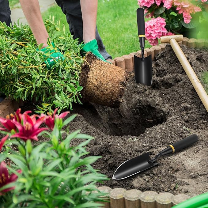 2 Garden Trowel Heavy Duty Garden Hand Shovel Tool Carbon Steel Trowel for Digging Metal Hand Shovel Spade with Resin Handle for Lawn Yard Farm Home Shop Planting