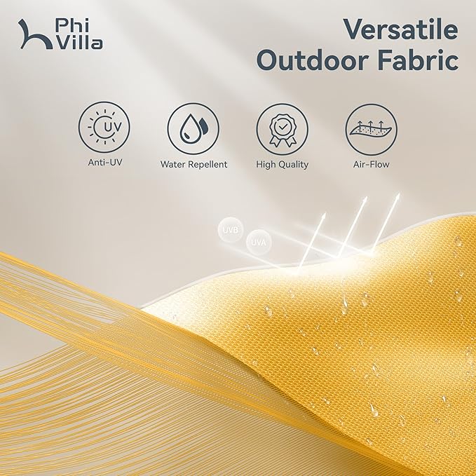 PHI VILLA 13ft Large Patio Umbrellas, Double-Sided Outdoor Market Rectangle Umbrella for Outside, Golden Yellow
