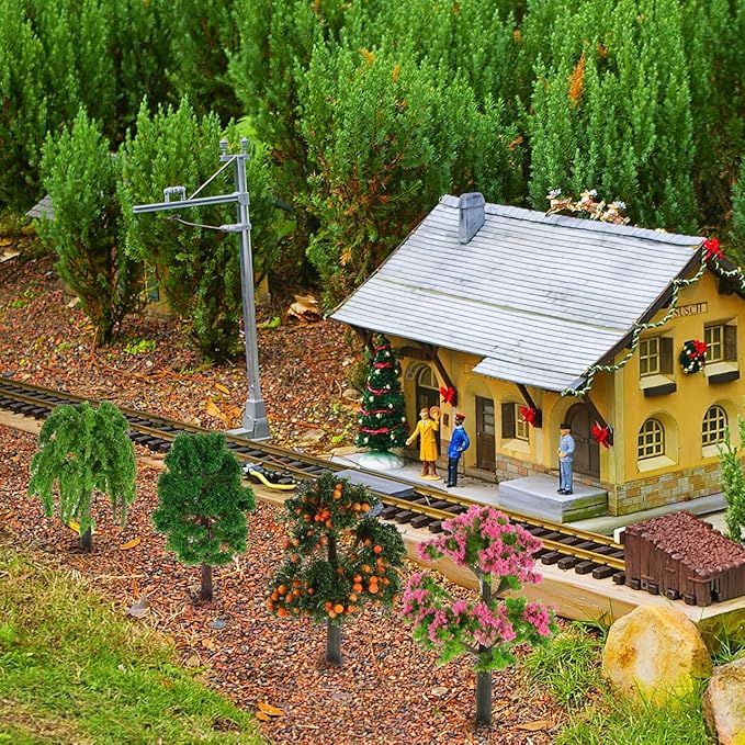 VICASKY 12Pcs Model Trees Fairy Garden Accessories Mini Miniature for Crafts Diorama Ho Scale Pine Simulation Tree Hobby Train Christmas Building Ornaments Fake DIY Craft Landscape Scenery Natural