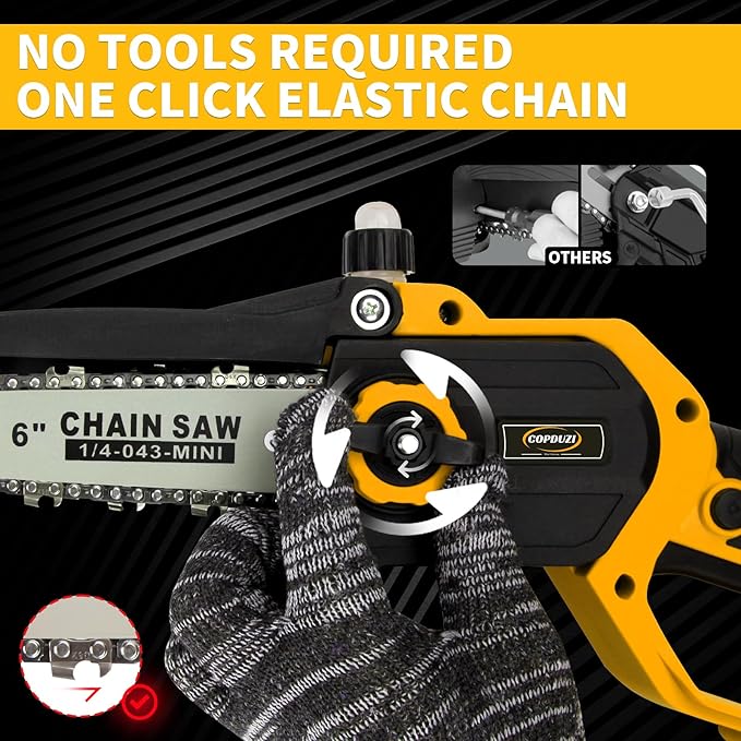 Cordless Mini Chainsaw,8 & 6 Inch Hand Chainsaw with 2×4.0Ah Battery,Tool-Free Installation Brushless Chain Saw with Automatic Oiling Device,Small Motosierra for Wood Cutting Tree & Pruning