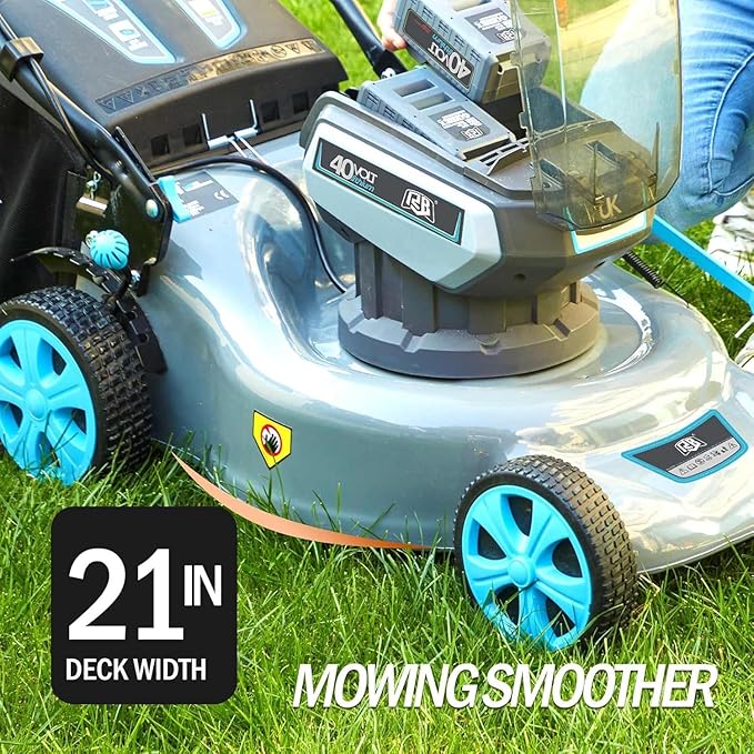 RB 80V 4-in-1 Cordless Lawn Mower 18” Brushless Motor with 2 x 4.0Ah Batteries & Fast Charger - 7 Cutting Height Adjustment Low-Noise Push Mower for Effortless Lawn Care