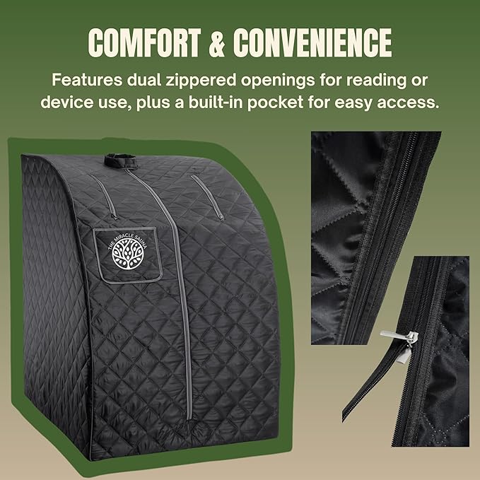 One Person Portable Steam Sauna Tent with 1000W/ 110V Steamer, 40” x 34” x 29”