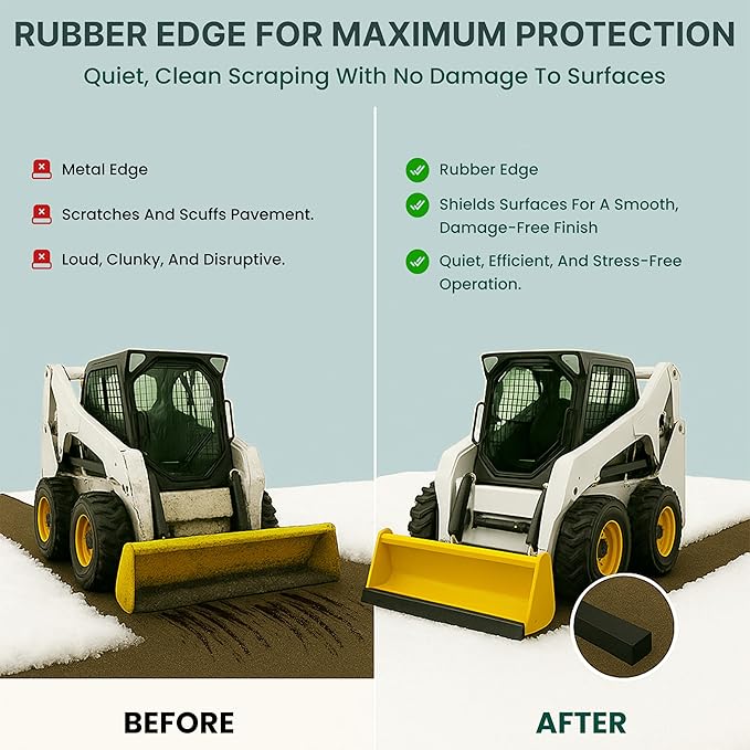 SIMOND STORE - Snow Plow Rubber Cutting Edge – Heavy Duty 96" x 6" x 1" Snow Plow Deflector Smooth & Surface-Safe Snow Clearing - Fit for ATV, Tractors, Skid Steers & UTVs Snow Pusher Cutting Edge