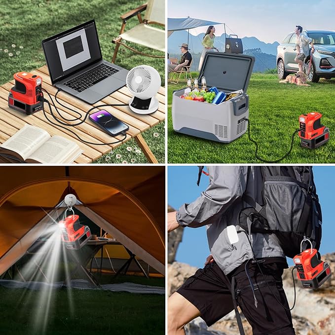 Power Inverter for Bauer 20V Battery,220W Portable Power Supply Inverter DC 20V to AC 120V for Bauer Battery with USB&Type-C&AC Outlet&LED Light