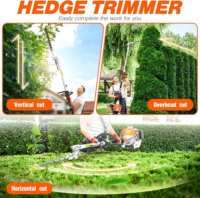 52cc 3 in 1 Gas String Trimmer with Gas Hedge Trimmer,2-Stroke Brush Cutter Gas Powered,Gas Weed Eater Trimmer for Weeds and Grass
