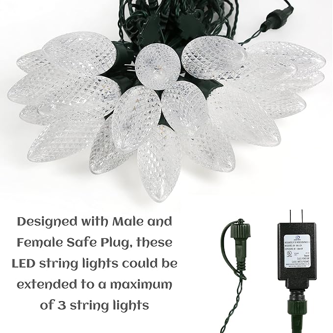 AWQ 35 FT Outdoor String Lights 3.9 Inch Super Large Pine Cone Light Shatterproof & Waterproof Outdoor Commercial Grade Decorative Light for Wedding Garden Party Christmas Decoration (Multicolour)