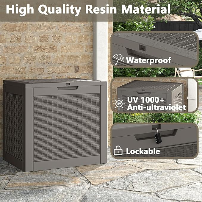 Outdoor Storage Box,2 Packs 31 Gallon Deck Box, Large Resin Storage Cabinet for Gardening Tools, Patio Pillow, Lockable, Waterproof and UV Resistant
