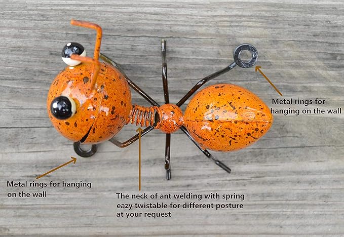 GIFTME 5 Metal Ant Garden Decor Set of 4 Colorful Outdoor Garden Yard Art Wall Sculptures