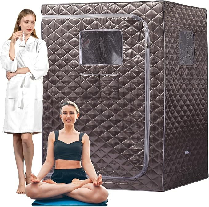 Smartmak Full Size Steam Sauna Tent, Portable Whole Body Home Spa Room, 1 or Two Person Large Space, Steamer NOT Included (47.28" x 35.46" x 63" Darkgrey)