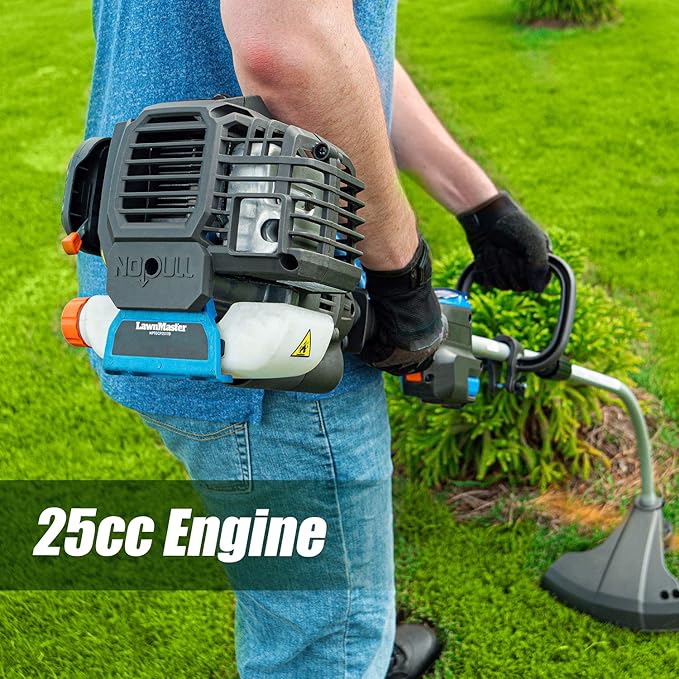 LawnMaster NPTGCP2517B No-Pull Gas String Trimmer with Electric Start 25cc 2 Cycle,17-Inch