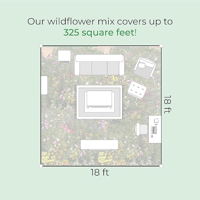 Sunflower Seed Mix, Covers 325 Sq Ft, 9 Flower Varieties, Over 1,000 Seeds - Created By Nature