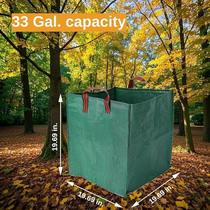 Heavy Duty 33-Gallon Leaf Bag – Reusable Standable Yard Waste Bag with Reinforced Handles, Foldable for Spring Cleanup, Lawn, Garden, Camping & Debris Collection