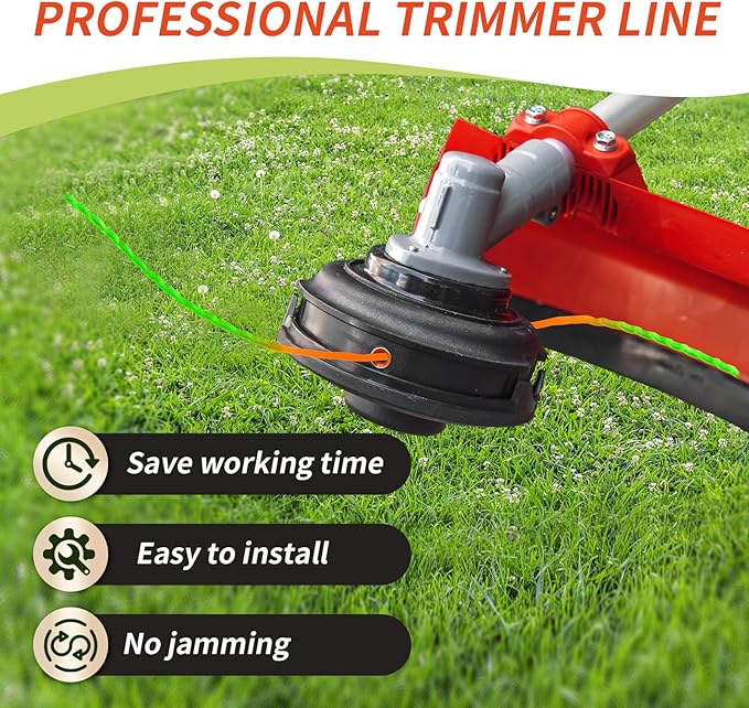 5 Pack String Trimmer Line Compatible with Ego String Trimmer 0.095" 70FT Weed Eater String Pre-Cut Dual Color Fast-Positioning Triangular Twisted Trimmer Line Universal Fit Weed Wacker String